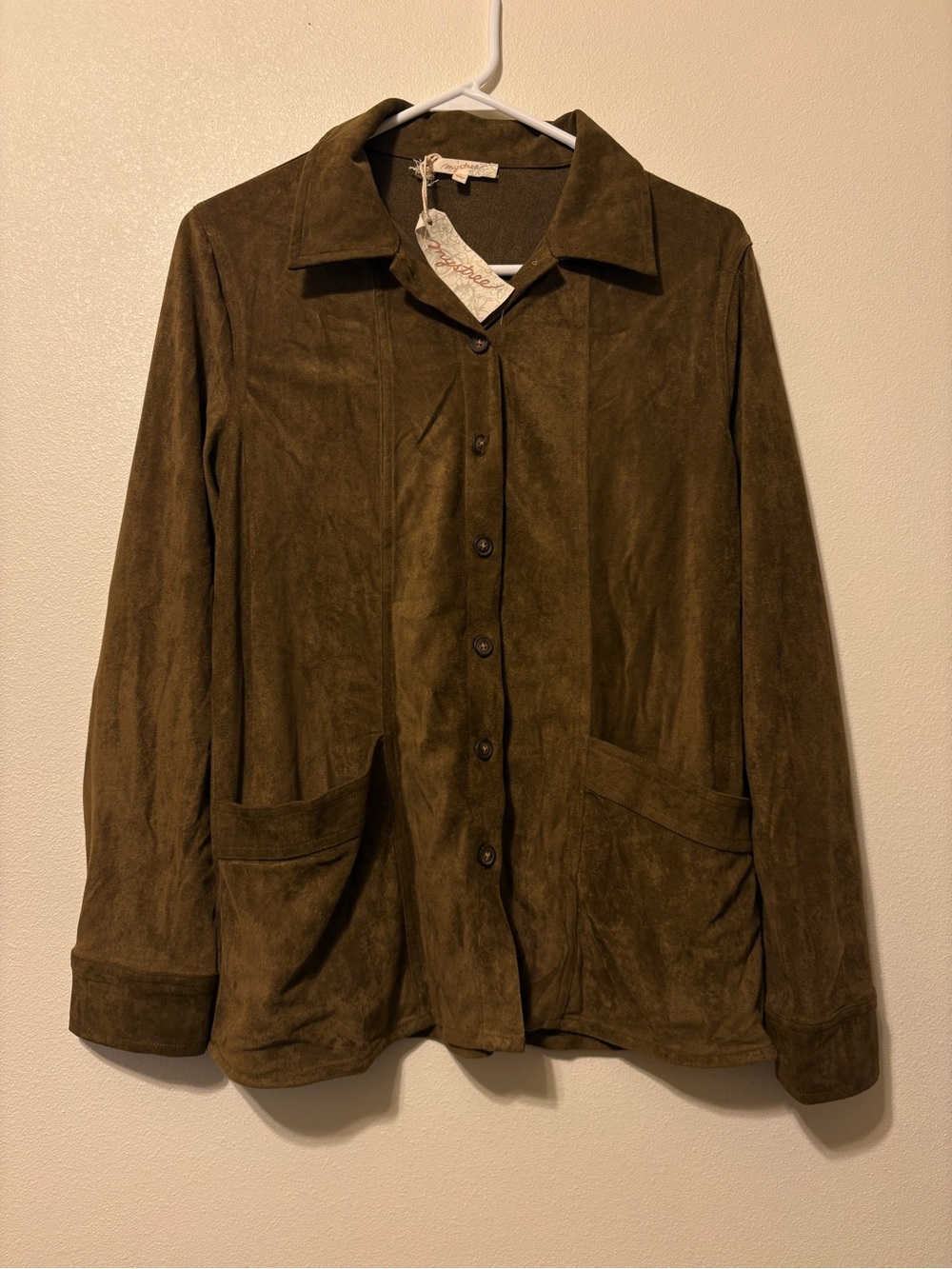 Women's Brown Suede Button-Front shirt